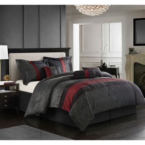 Comfort spaces charlize is a comforter set with black and gold nuances with a tinge of platinum. Grand Avenue Ester Red/Black 7-piece Comforter Set ...