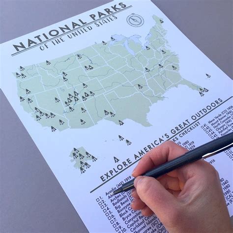 National Parks Map Checklist Poster 63 Parks National Parks Map