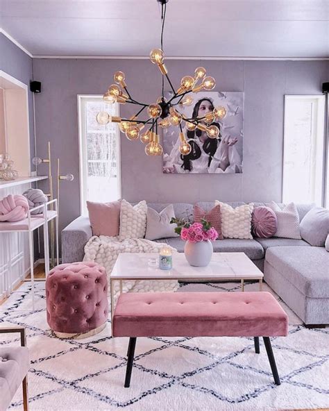 10 Pink And Gray Living Room Ideas