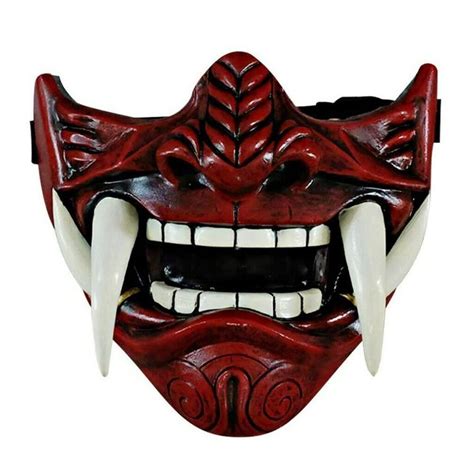 Buy Asky Japanese Hannya Mask Demon Oni Samurai Noh Kabuki Prajna Devil Half Face Mask Cosplay
