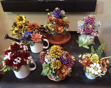 Pinecone Flower Arrangements By Cat Nature Crafts Fall Crafts Diy And
