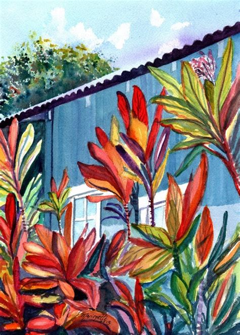 Kauai Plantation House Art Print Tropical Cottages Prints Hawaiian