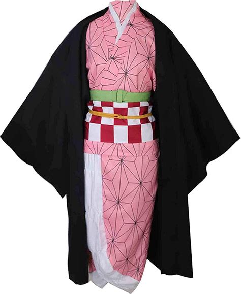 Zyhcos Womens Kamado Nezuko Cosplay Costume Kimono With Bamboo Props
