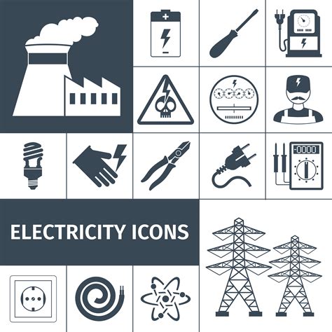 Electricity Icons Black Set 427186 Vector Art At Vecteezy