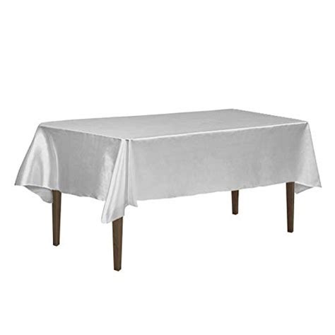 linentablecloth 60 x 102 inch rectangular satin tablecloth silver