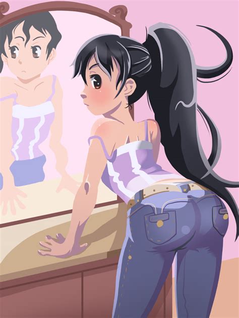 Rule 34 1girls Ass Dark Hair Dat Ass Female Jeans Kekkaishi Looking