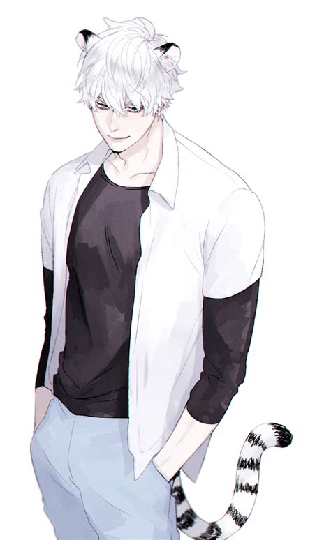 Pin By Sky Flakes On White Hair Guy Anime Wolf Cute Anime Guys