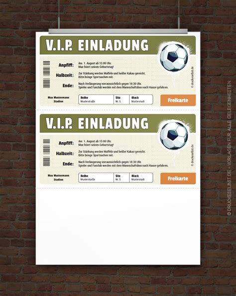 Schilder & etiketten selbst gestalten. Drucke selbst! Kostenloses VIP Fussball Ticket