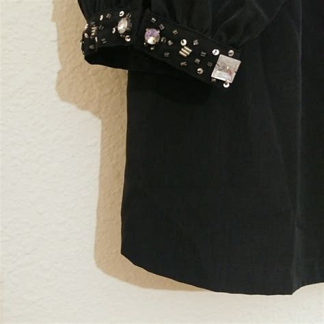 Brylane Tops Brylane Plus Size Black Embellished Blouse 6w Poshmark