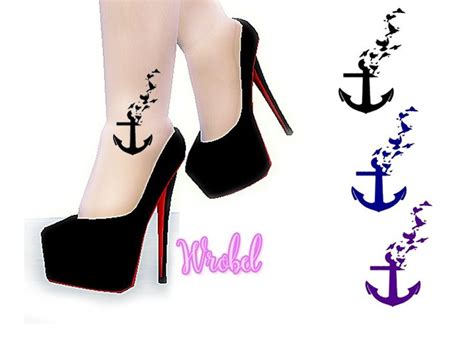 This Is Female Tattoo With Anchor And Birds For Ankle Bone Found In