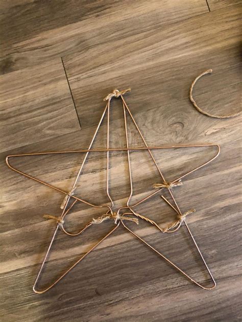 Diy Twine Star The Shabby Tree Wire Hanger Crafts Hanger Crafts