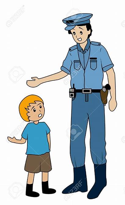 Clipart Asking Child Policeman Police Help Kid