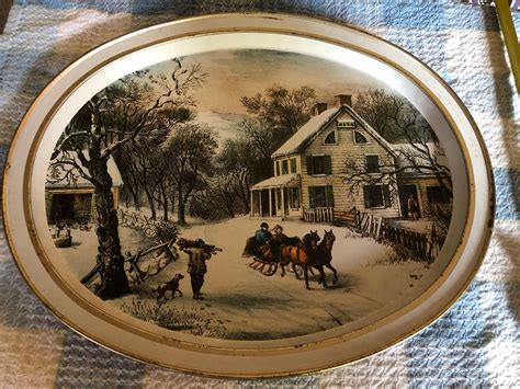 Currier And Ives The American Homestead Tray Etsy