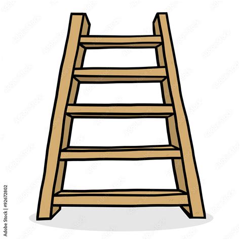 Wooden Ladder Or Stair Cartoon Vector And Illustration Hand Drawn