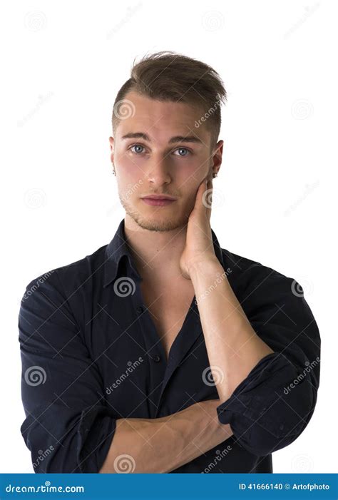 Serious Confident Blond Young Man Stock Photo Image Of Background