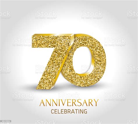 70 Year Happy Anniversary Banner 70th Anniversary Gold 3d Logo With