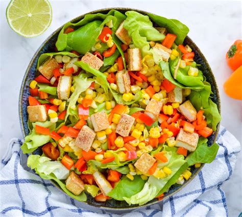 Butterhead Lettuce Salad Recipe With Vegan Tofu Croutons