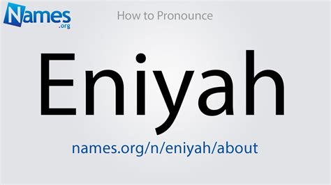 How To Pronounce Eniyah Youtube