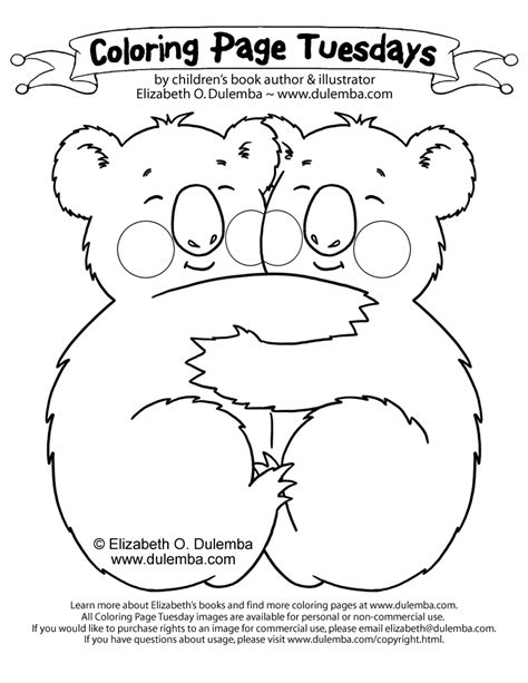 Gambar Dulemba Coloring Page Tuesday Hugging Koalas Bear Hug Pages Di