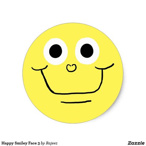 Happy Face 3 Classic Round Sticker In 2021 Happy Smiley
