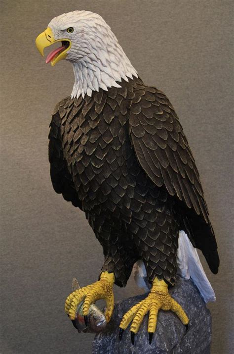 Carved Eagle Wood Sculpture