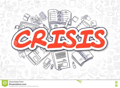 Crisis Cartoon Red Text Business Concept Stock Illustration
