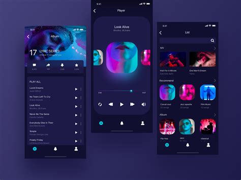 It focuses on usability and user experience. Dark music (With images) | App interface design, Android ...