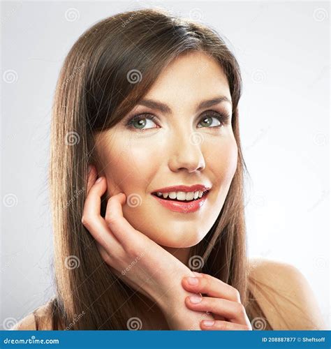 Close Up Beauty Face Portrait Of Smiling Girl Stock Image Image Of