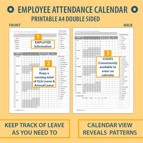 Printable Attendance And Absentee Calendar 2018 A Simple Printable