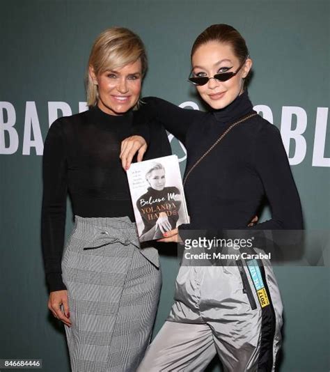 yolanda hadid signs copies of believe me my battle with the invisible disability of lyme disease