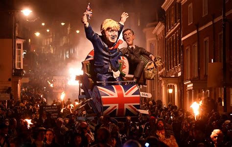 Bonfire Night Giant Effigy Of Boris Johnson And Jacob Rees Mogg On
