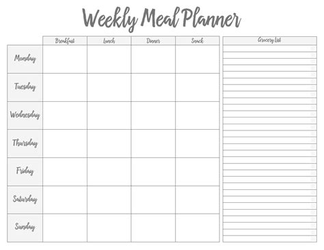 Weekly Meal Planner And Grocery List Template Download Printable Pdf