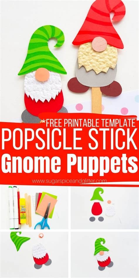 How To Make Popsicle Stick Gnome Puppets Using Our Free Printable Craft