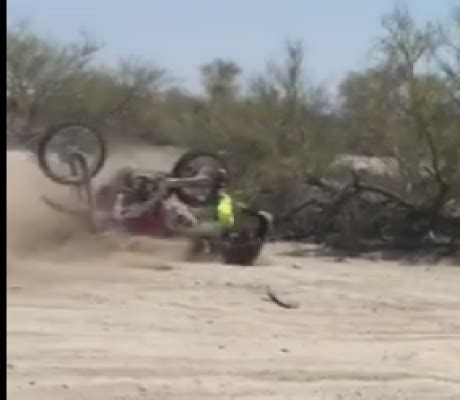 Helmet cam of motorcycle/dirt bike crash while racing baja 500. RYAN PENHALL TANK SLAPPER BAJA 500 - Sir's Quarters