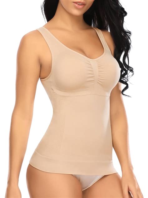 women s cami shaper with built in bra tummy control camisole tank top