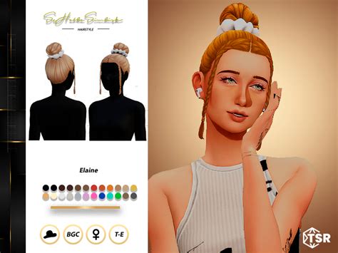 The Sims Resource Elaine Hair And Scrunchie Set Paris Hairstyles