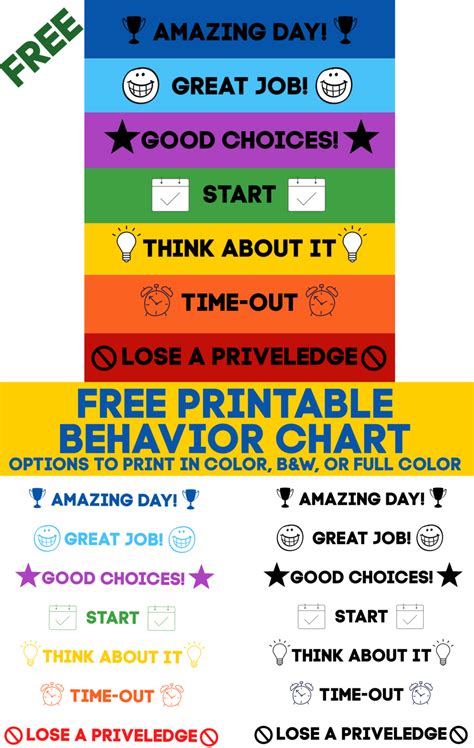 Free Printable Classroom Behavior Charts