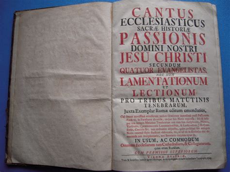 18世紀の聖歌楽譜本 イエス キリストの受難の歌 1743 Cantus Ecclesiasticus Sacrae Historiae