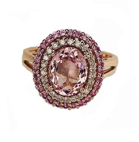 Morganite Pink Sapphire And Diamond Cluster Ring 18ct White Gold