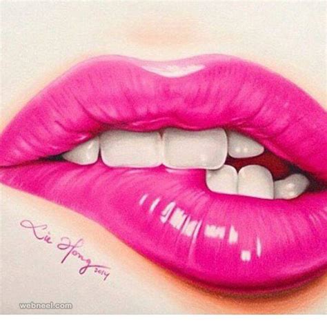 Lips Color Pencil Drawing By Liehong Full Image