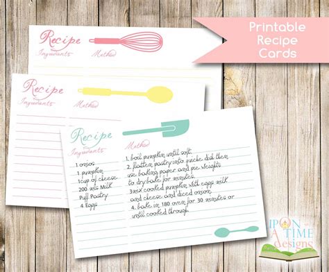 Organisation And Planning Printable Recipe Cards Food Printables