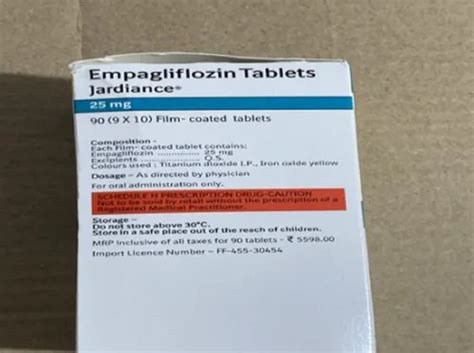 Empagliflozin (25mg) Jardiance 25 Mg Tablet, Prescription, Treatment