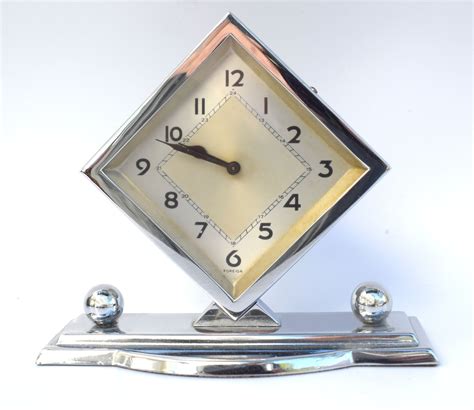 Art Deco Chrome Desk Clock C1930 713649 Uk