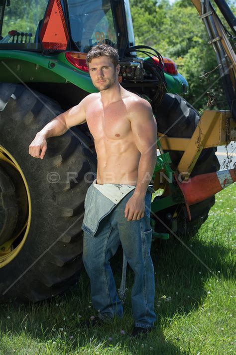 Good Looking Shirtless Farmer In Overalls By A Tractor Hot Sex Picture