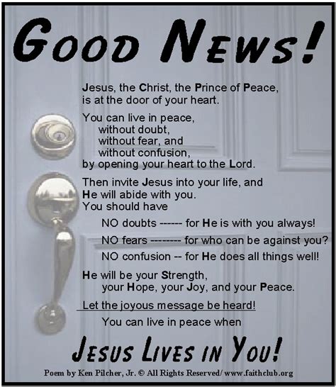 Good News Jesus Lives In You With Images Prayers For Hope