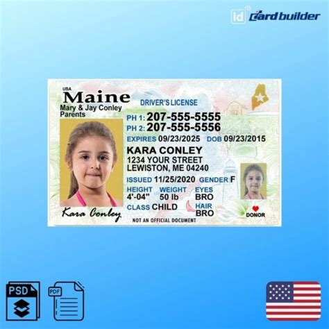 Maine Drivers License Template