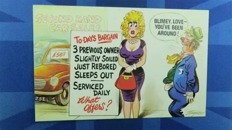 Saucy Bamforth Comic Postcard 1970s Big Boobs Innuendo Second Hand Car Sales Eur 773 Picclick De