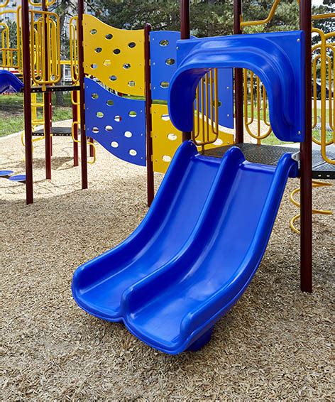 Double Chute Tot Slide For Playground Commercial Playground Slides