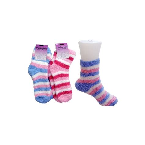 144 Units Of Striped Fuzzy Sock Womens Fuzzy Socks At