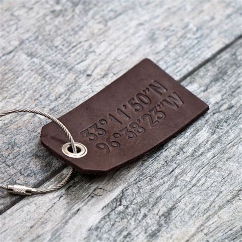 Coordinates Personalized Leather Luggage Tags Customized With Special